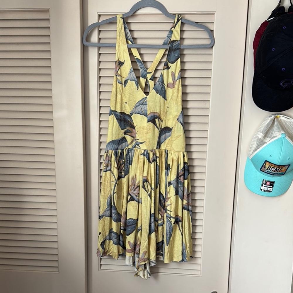Yellow Leaf Print Dress